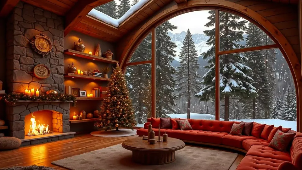 Cozy Christmas Ambience with Fireplace Sounds to Unwind 🔥 Relaxing Jazz Instrumental Music