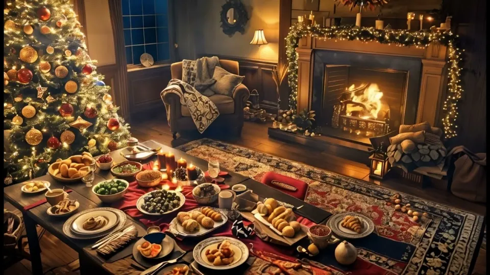 Beautiful Christmas Music with Fireplace 🔥 Soothing Christmas Music 2025 🎄 Christmas Dinner Ambience