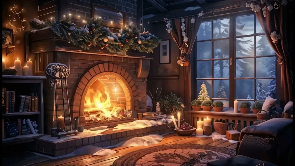 Cozy Christmas Fireplace Ambience 🔥 Relaxing Christmas Music 🎄🎁 Christmas Fireplace Background Music